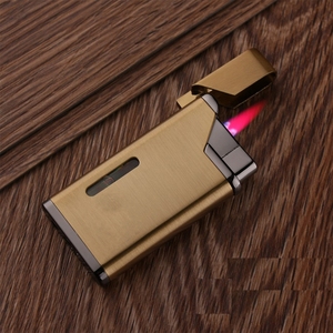 Tùy chỉnh xì gà Bật lửa siêu mỏng Kim Loại Cơ thể Windproof hình ảnh không khí buồng Đỏ ngọn lửa ngọn đuốc nhẹ hơn - Product Image 2