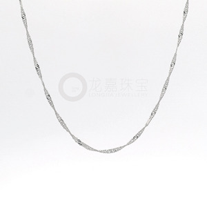 Cadena de cuello minimalista ultrafina Fluid Wave Slice White Pt950 con segmentos ondulados, unisex, suave, apilable, de platino. - Product Image 3