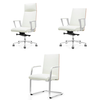 Chaise de bureau de direction moderne BJ 8409 à dossier haut, accoudoirs en alliage d'aluminium, réglable en hauteur, pivotante, pour patron ou manager
