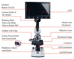 Microscopio óptico digital veterinario digital portátil barato con pantalla Lcd - Product Image 3