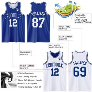 Custom Reversible Basketball Jerseys Men Youth Personalized Team <b>Name</b> Number Breathable Sports Uniform Sublimated 320g - Product Image 3