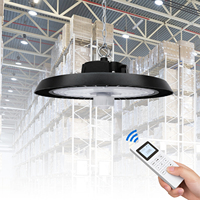Lámpara LED UFO de Alta Potencia para Techos Altos, 48000LM, Sensor Inteligente, Regulable, Impermeable IP65, para Graneros, Garajes, Talleres Industriales
