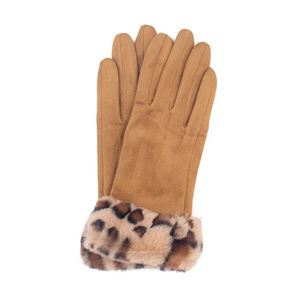 Gray Leopard Faux Fur Cuff <b>Gloves</b> Multiple Colors Available Winter <b>Warm</b> Touch Screen Outdoor Daily <b>Gloves</b> - Product Image 5