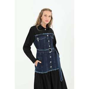 Vestido Largo Vaquero H&M con Cinturón, Azul Oscuro, Silueta Recta, Tela Lavable 340g, Vestido de Mujer - Product Image 2