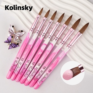 Custom Logo Kolinsky Acrylic <b>Nail</b> Brush Crystal Powder Dipping Flower Painting Carving Pen for Salon - Product Image 1