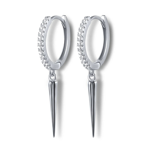 Bijoux fins en argent sterling 925 plaqué or 18 carats, boucles d'oreilles créoles pendantes avec croix, yeux maléfiques, lune, étoile et zircon pour femmes et hommes - Product Image 6