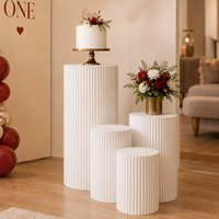 Juego de 5 Pedestales Cilíndricos Blancos Acanalados para Exhibición de Pasteles de Boda, Soporte para Postres, Soporte para Flores, Decoración para Fiestas y Eventos