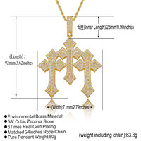 Collier pendentif croix géométrique en mosaïque, zircone carrée, motif échelle, laiton incrusté, chaîne Hip Hop pour homme, style affirmé