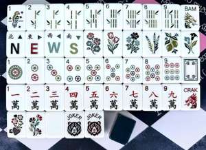 Tuiles de Mahjong en Acrylique Américain de Luxe Léger, Style Rétro National, Personnalisées, Illustration Fleur et Oiseau Bleu Foncé - Product Image 5