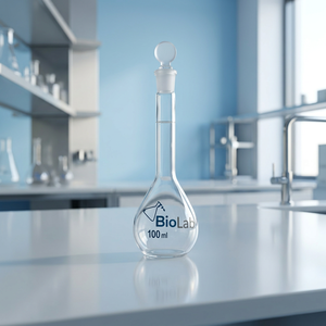 ขวดวัดปริมาตรคอยาวแก้วบอโรซิลิเกต BIOLAB 50 มล. พร้อมจุกปิดสำหรับเตรียมสารละลายเคมี - Product Image 3