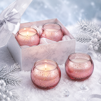 Vase à bougie chauffe-plat en verre mercure rose poudré de qualité supérieure, avec des paillettes dorées, pour un ambiance saisonnière, un mariage, un spa ou comme cadeau