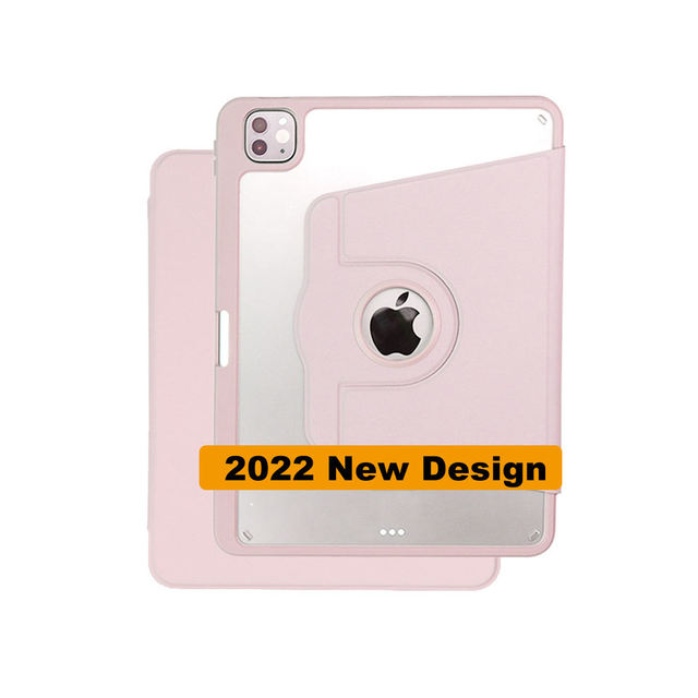 Kingard Smart Pad Hard Case Crystal Clear 360 Degree Built-In Leather Pu Case Smart Cover for Pad Pro 11/Air 5