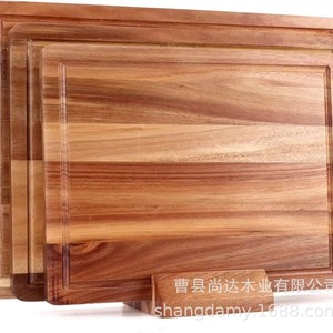 Tabla de cortar de madera maciza, juego de tres piezas con base, tabla de cortar para frutas y verduras de cocina, tabla de cortar para carne y pizza. - Product Image 1