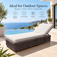 Chaise longue en rotin de haute qualité avec dossier réglable, coussin épais, plusieurs options de couleurs