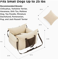 Siège de voiture portable pour animaux de compagnie - Lit de voyage rembourré pour chien avec ceinture de sécurité et housse amovible lavable, couleur unie