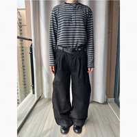T-shirt tendance décontracté à rayures et manches longues pour hommes, coupe ample, haute qualité, personnalisé, vente en gros, directement de l'usine