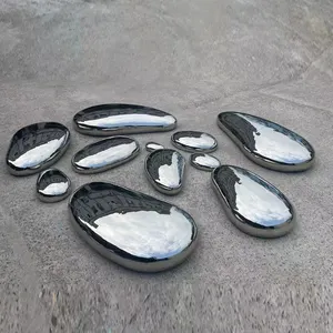 High Quality Pebble Art Decoration Mirror Landscape Outdoor Metal Stone Lawn Stainless Steel Sculpture For Indoor Deco