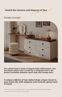Table de toilette moderne en bois massif crème avec miroir éclairé et rangement rabattable, style rétro simple, armoire de chevet pour chambre à coucher