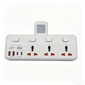<span class=keywords><strong>Multipresa</strong></span> Intelligente a <span class=keywords><strong>Muro</strong></span> con Spina Standard EU, 3 Prese AC, 2 Porte USB-A e 2 Porte USB-C per Uso Industriale - Product Image 1