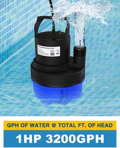 Qinomala 1 HP Chìm Sump Bơm 3200 Gph 25 Ft Dây Áp Suất Thấp 30psi 1.5 "Xả Xách Tay Điện 1 Năm Bảo Hành OEM - Product Image 6