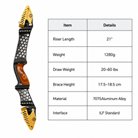 PMZ Archery Poignée de tir à l'arc recurve 21 pouces en métal CNC, modulaire, avec amortisseur de chocs, multifonction, DIY pour la chasse et les sports de tir