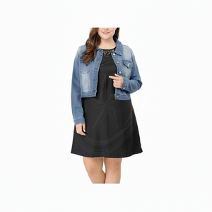 2024 femmes grande taille bouton fermé recadrée varsity veste respirant Denim vestes couture haut tendance vestes à la mode - Product Image 1