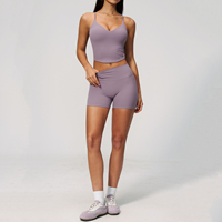 Nouvel ensemble de yoga pour femmes : soutien-gorge dos croisé élégant et short taille haute amincissant pour la course et le fitness – Ensemble de sport pour femmes