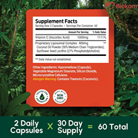 Biokom OEM Fourniture d'usine Marque privée Vitamine C Capsules de 1000mg pour le soutien de la peau du visage Antioxydant et immunitaire