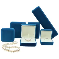 사용자 정의 작은 발렌타인 데이 회색 파란색 귀걸이 반지 팔찌 목걸이 보석 상자, 로고 플란넬 철 상자