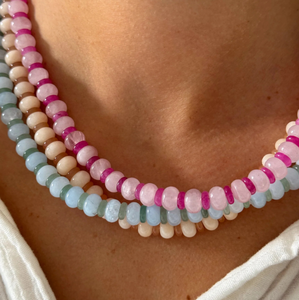 Collar Bohemio de Piedra Natural Nueva Joyería de Cuentas DIY Collar de Piedras Naturales Coloridas de Acero Inoxidable de 18k Resistente al Agua - Product Image 2