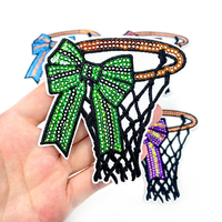 Patchs thermocollants brodés de sequins pour équipe de basketball, avec slogan 'Hoop There It Is', motif flamme de basketball et patchs pour casquette de baseball, pour casquette de camionneur