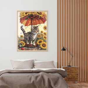 5d Diamond Painting gatto <span class=keywords><strong>girasoli</strong></span> in giornata piovosa ab trapani Diamond Painting Art Kit - Product Image 2