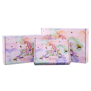 Custom Pink Unicorn Mailer Shipping Postal Box Corrugated Cardboard Packaging Box Tuck Top Box