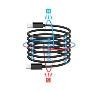 כבל מטען מגנטי אוניברסלי 1M 3A מיקרו USB-C טעינה מהירה מגנט כבלי נתונים סוג C כבל מגנטי לטלפון נייד