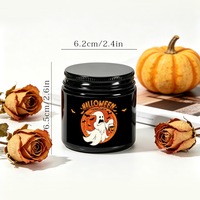 Bougie parfumée en cire de soja foncée C24P pour Halloween, boîtes noires élégantes, motifs amusants pour Halloween, cadeaux et décorations pour la maison
