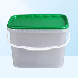 Seau rectangulaire en plastique de 9 L avec couvercle détachable, impression IML blanche, tambour/seau/baril - Product Image 2