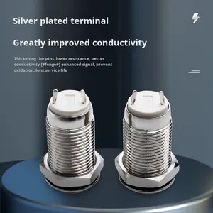 8มม. 10มม. กันน้ำสวิตช์ปุ่มกดชั่วขณะแบบล็อกด้วยตนเองหัวสูง IP65แบบสองพินแบบไม่มีไฟ1NO - Product Image 4