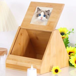 Solid Wood Pet Urn Triangle Shape Natural Color Durable Cat Dog <b>Memorial</b> <b>Box</b> - Product Image 2