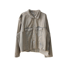 Giacca in Denim da uomo autunno inverno nuovo Design blu Oversize Jean Coat con bottone tascabile - Product Image 5