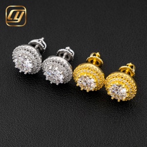 Boucles d'oreilles clous en moissanite, taille brillant rond, sertissage clos, plaqué or 18 carats, or rose, bijoux de luxe pour femme, pour mariage - Product Image 6