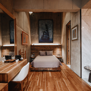 Juego de Muebles de Dormitorio de Alta Gama para Resorts, Lujosa Cama de Madera Sólida para Locales de Hostelería Costera y de Montaña - Product Image 2