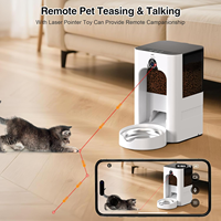 Distributeur automatique intelligent pour animaux de compagnie avec réservoir alimentaire visible en plastique de 5L, contrôle par application, enregistrement vocal, caméra HD réglable, double alimentation et jouet laser