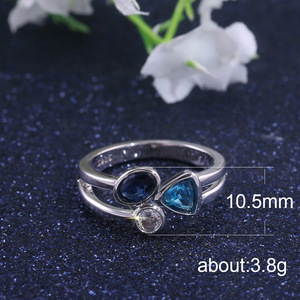 Anello con pietre irregolari a tre colori per donna, gioiello artistico unico da indossare sul dito, accessorio alla moda per tutti i giorni e per le feste - Product Image 5