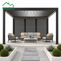 Pergola à lames orientables motorisée HESIWEI pour extérieur, toit en aluminium, jardin, patio, cour, villa de luxe, hôtel