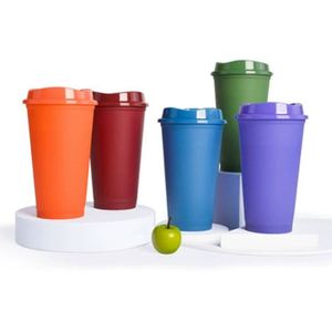 Vaso Personalizado Ecológico que Cambia de Color, 16 oz, Taza de Viaje para Café Frío o Caliente, Reutilizable, de Plástico, con Logotipo Personalizado - Product Image 1