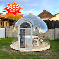 Dôme géodésique transparent moderne pour l'extérieur, type igloo, avec structure en aluminium et polycarbonate