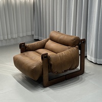 Canapé simple inclinable en cuir rétro OEM, fauteuil de détente convertible pour salon, chambre, balcon, appartement