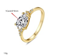Bagues en argent 925 plaqué or 18 carats avec zircone cubique VVS et moissanite véritable taille poire, bijoux de mode personnalisés, nouvelle collection, vente en gros