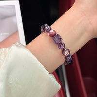 Pulsera de Amatista y Lepidolita en Cubos Naturales - Joyería de Energía Fuego Púrpura Periodo 9, Regalo Noble que Realza la Piel para Ella, FJYA