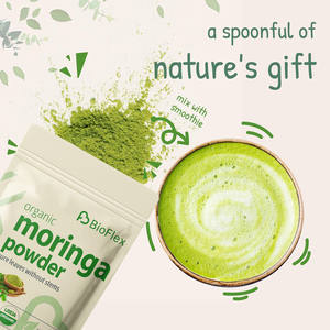 BioFlex Fournisseur chinois Vente en gros en vrac OEM Étiquette privée Poudre d'extrait de feuilles de <span class=keywords><strong>Moringa</strong></span> biologique aromatisée pure en sachet - Product Image 3